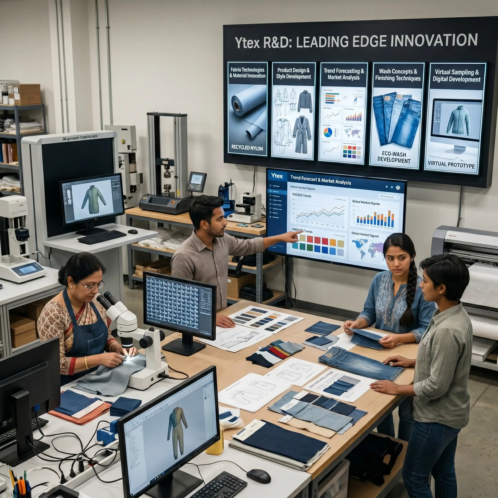 Ytex Garments R&D team working on fabric and product development