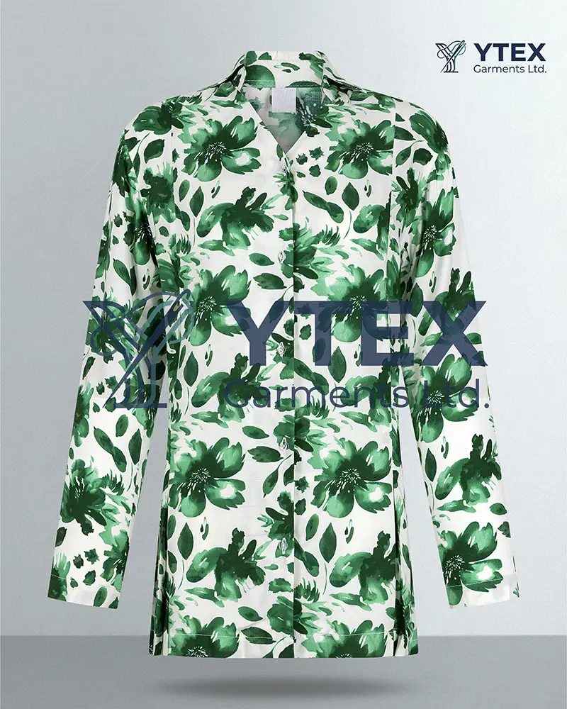Green floral top front view